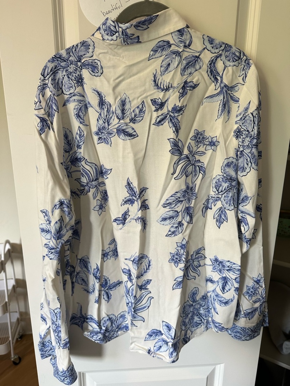 Zara Linen Shirt with Blue Floral Print - Picture 2 of 3
